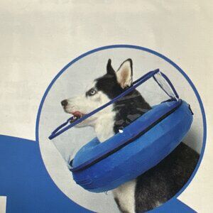 Barkless  inflatable dog cone tan xlarge